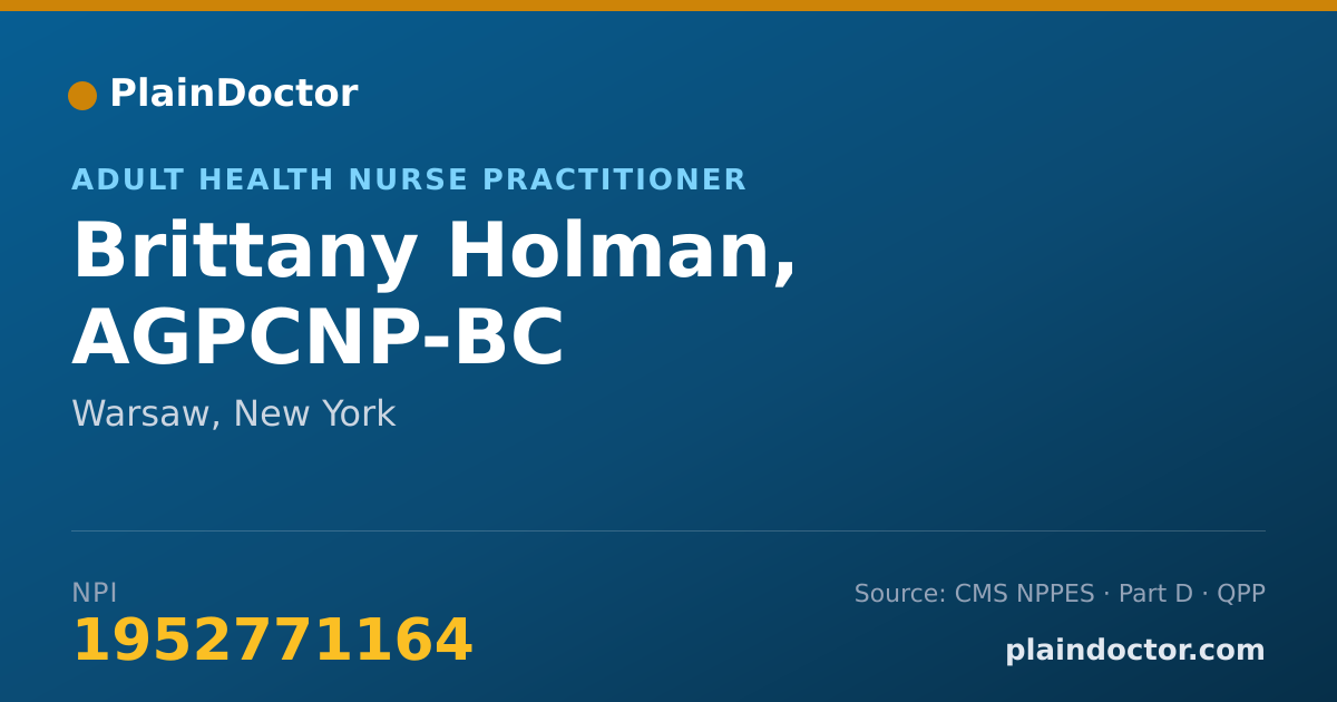 Shareable card for Brittany Holman, AGPCNP-BC - Registered Nurse, Warsaw, NY