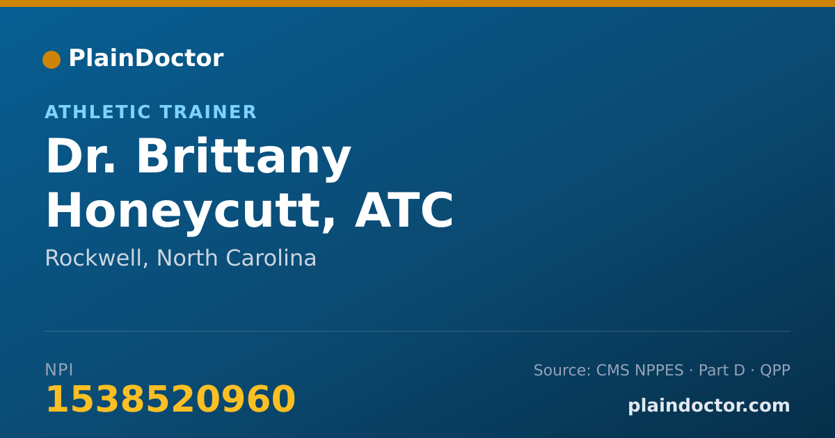 Shareable card for Brittany Honeycutt, ATC - Athletic Trainer, Rockwell, NC