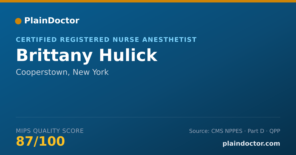 Shareable card for Brittany Hulick - Certified Registered Nurse Anesthetist, Cooperstown, NY