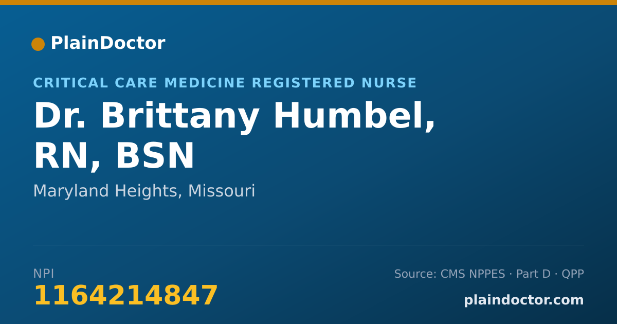 Shareable card for Brittany Humbel, RN, BSN - Critical Care Medicine Registered Nurse, Maryland Heights, MO