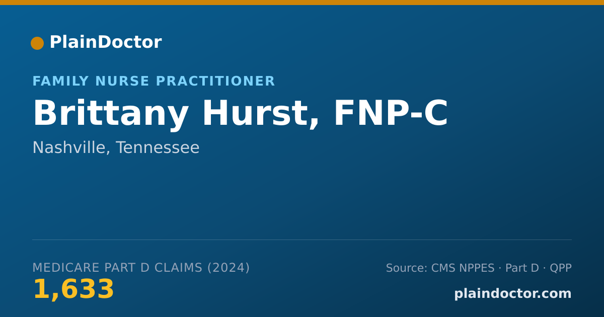 Shareable card for Brittany Hurst, FNP-C - Family Nurse Practitioner, Nashville, TN