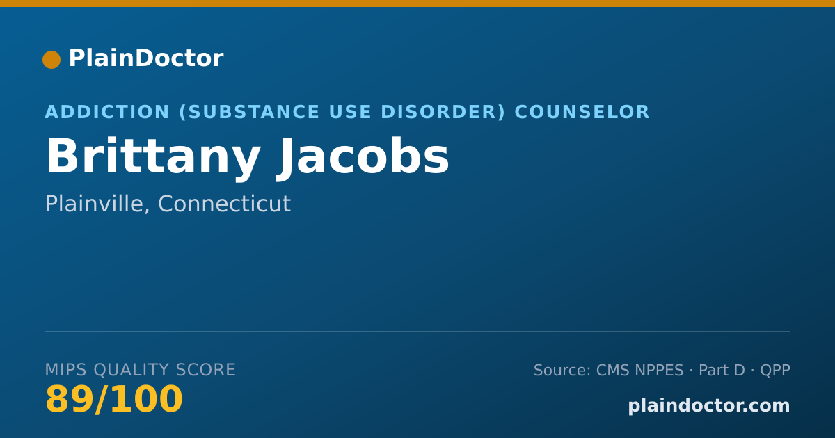 Shareable card for Brittany Jacobs - Addiction (Substance Use Disorder) Counselor, Plainville, CT