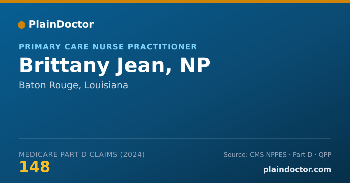 Shareable card for Brittany Jean, NP - Primary Care Nurse Practitioner, Baton Rouge, LA