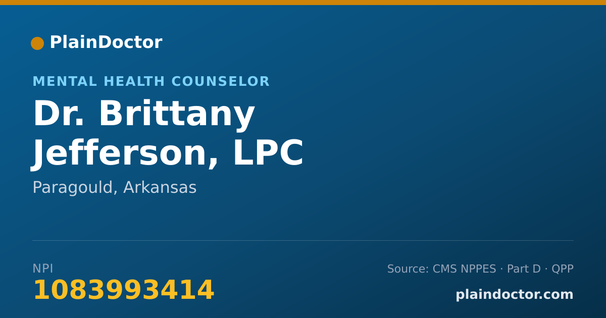 Shareable card for Brittany Jefferson, LPC - Mental Health Counselor, Paragould, AR