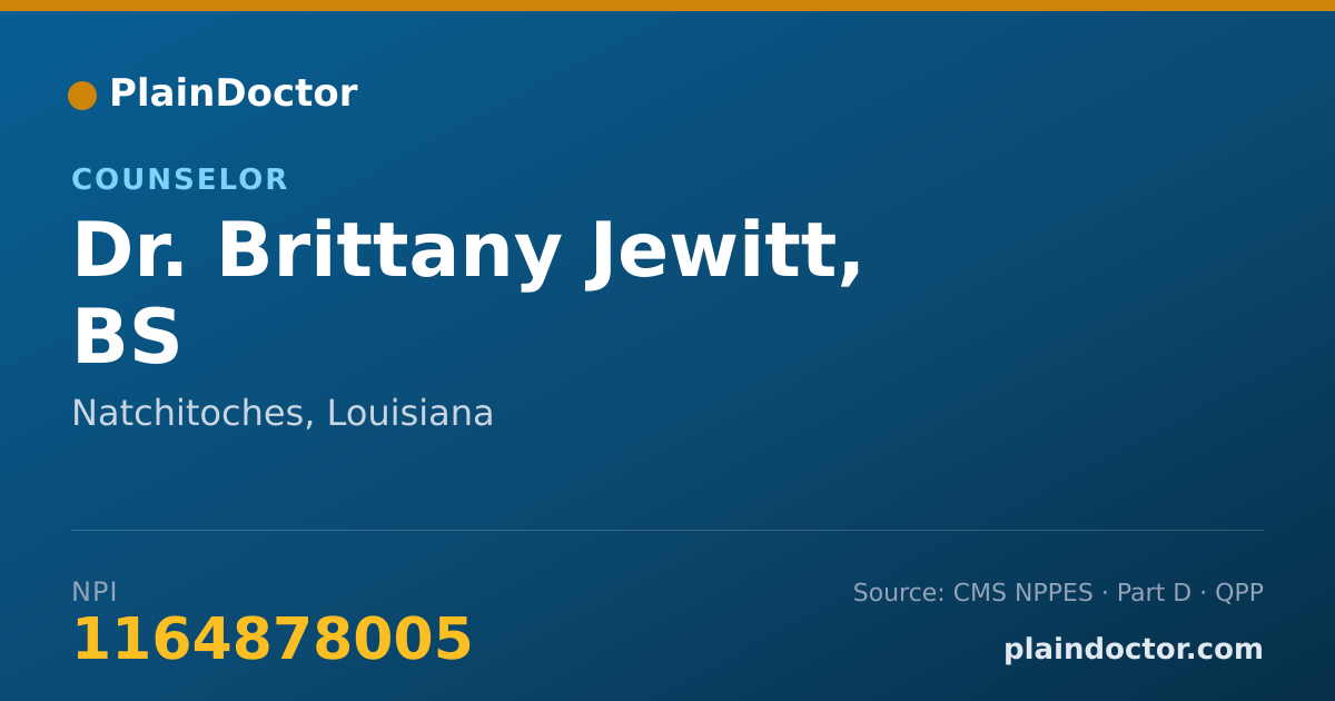 Shareable card for Brittany Jewitt, BS - Counselor, Natchitoches, LA