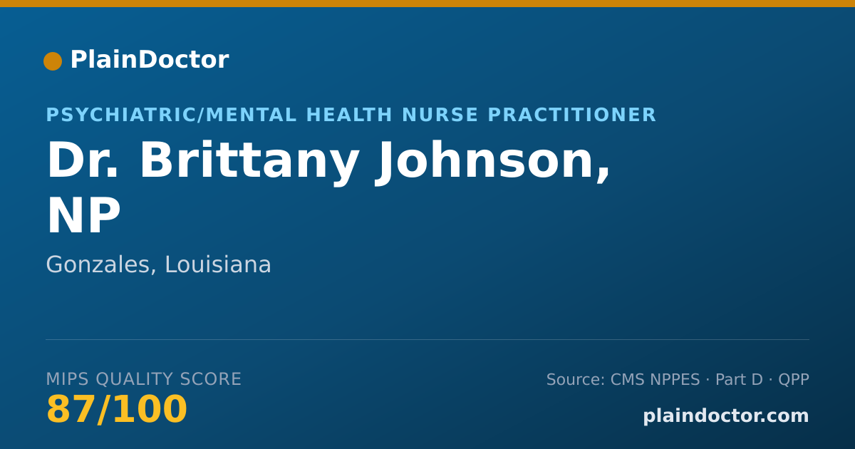 Shareable card for Brittany Johnson, NP - Psychiatric/Mental Health Nurse Practitioner, Gonzales, LA