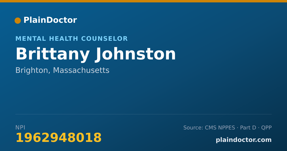 Shareable card for Brittany Johnston - Mental Health Counselor, Brighton, MA
