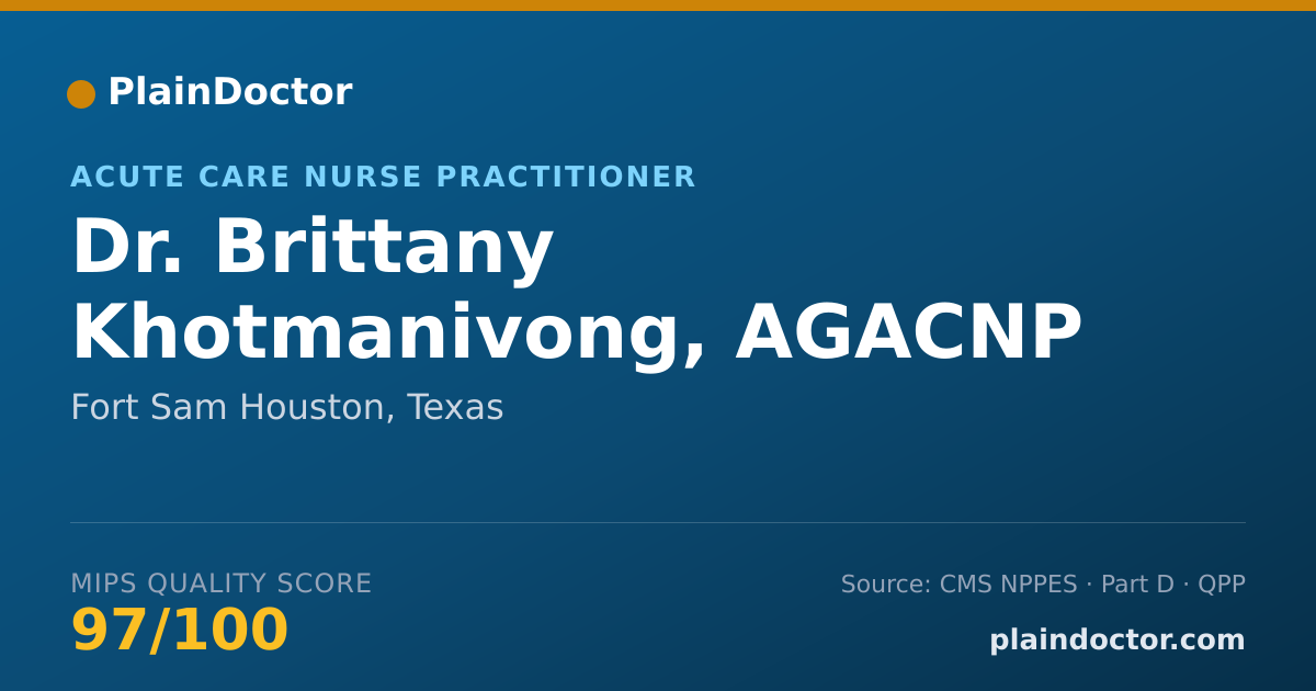 Shareable card for Brittany Khotmanivong, AGACNP - Acute Care Nurse Practitioner, Fort Sam Houston, TX