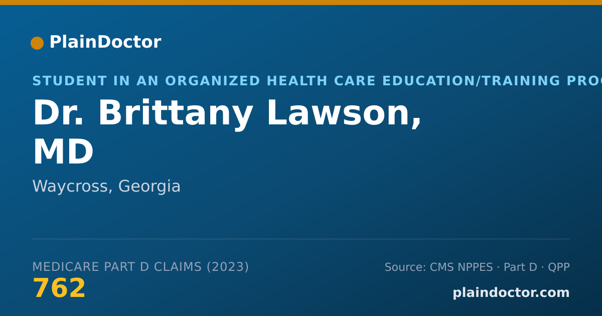 Shareable card for Brittany Lawson, MD - Student in an Organized Health Care Education/Training Program, Waycross, GA