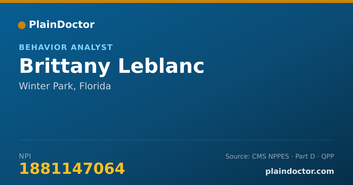 Shareable card for Brittany Leblanc - Behavior Analyst, Winter Park, FL