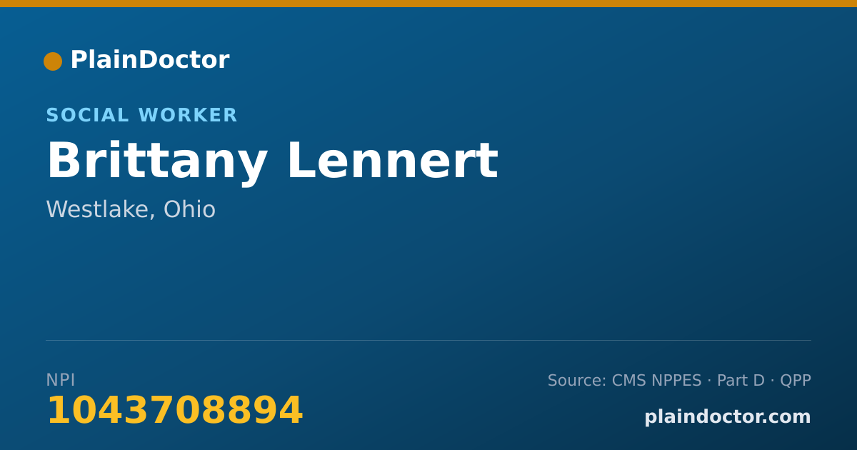 Shareable card for Brittany Lennert - Social Worker, Westlake, OH