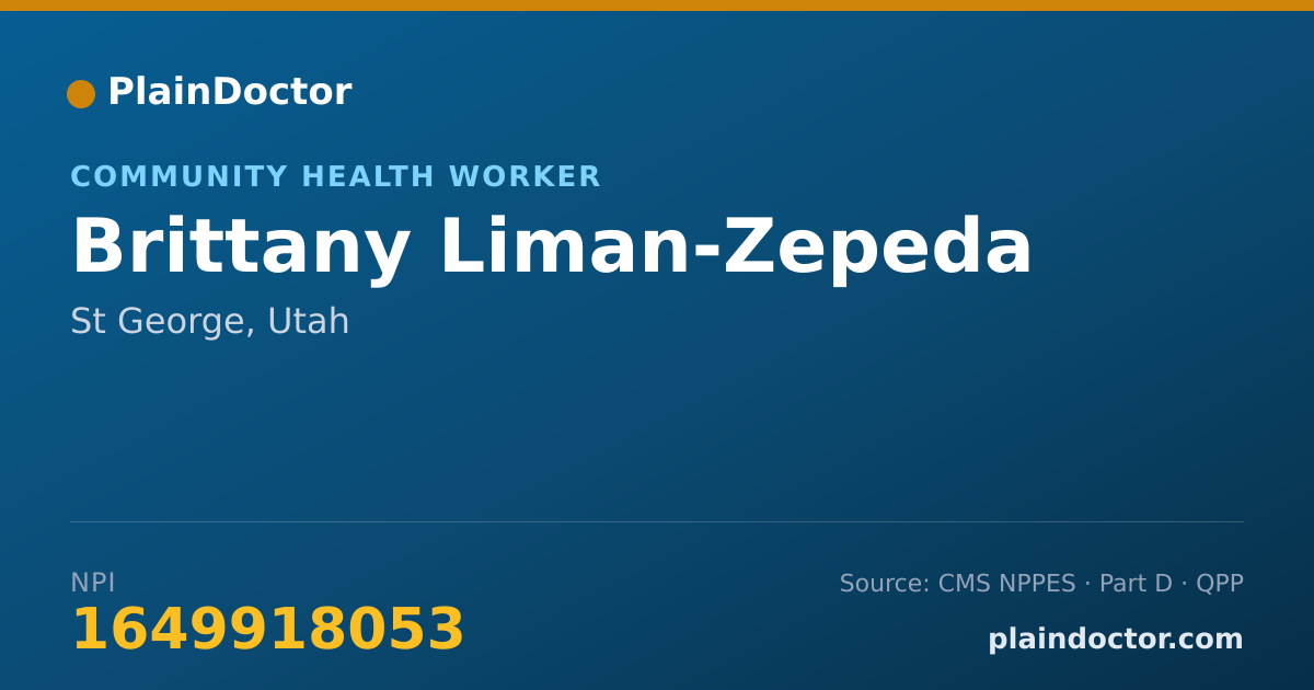 Shareable card for Brittany Liman-Zepeda - Community Health Worker, St George, UT