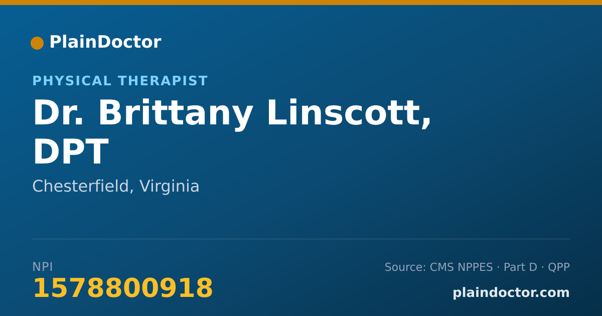Shareable card for Brittany Linscott, DPT - Physical Therapist, Chesterfield, VA