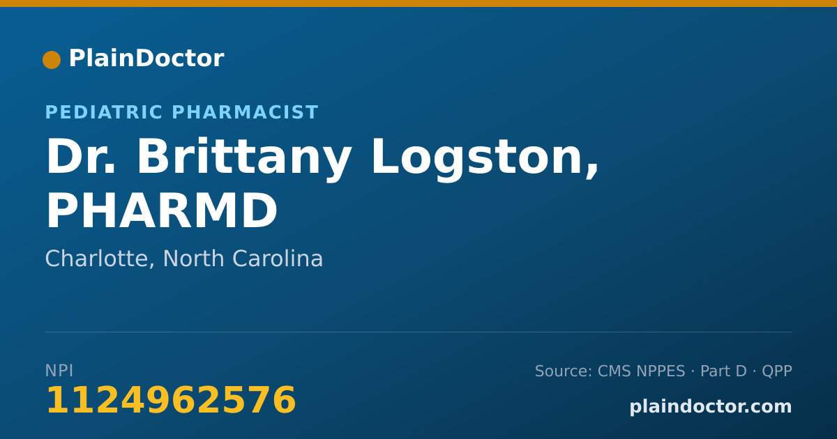 Shareable card for Brittany Logston, PHARMD - Pediatric Pharmacist, Charlotte, NC