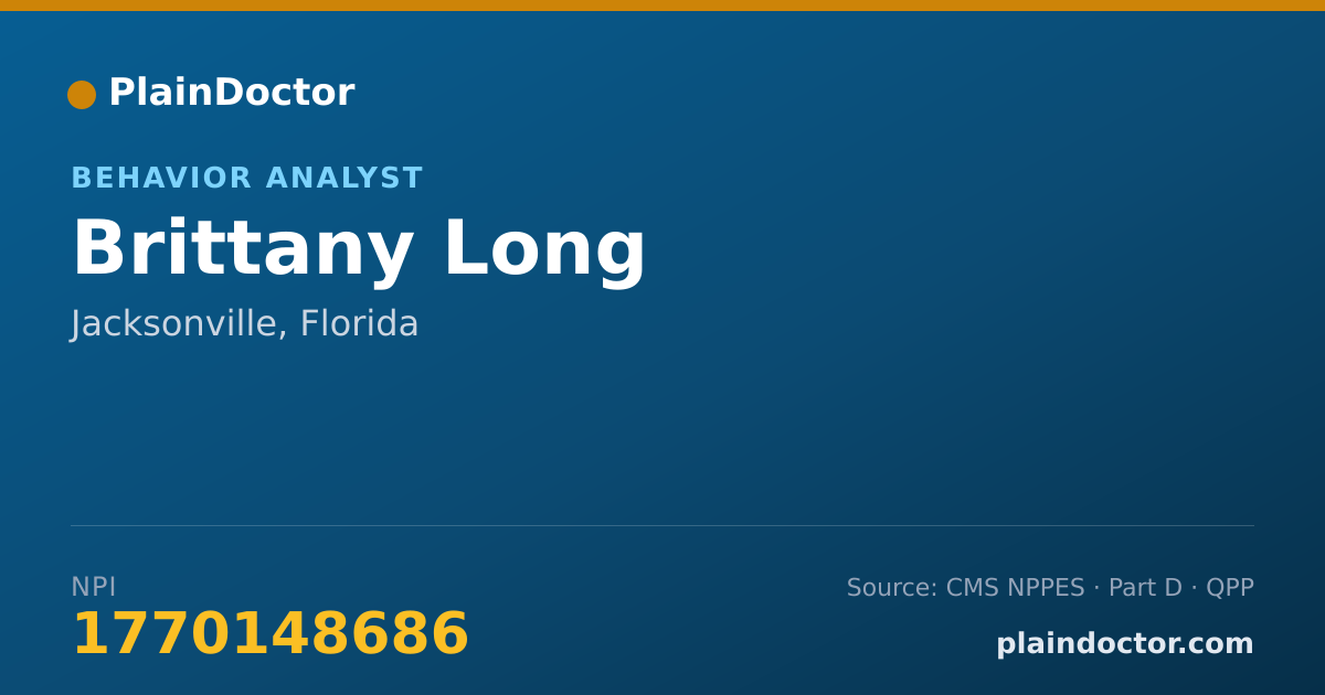 Shareable card for Brittany Long - Behavior Analyst, Jacksonville, FL
