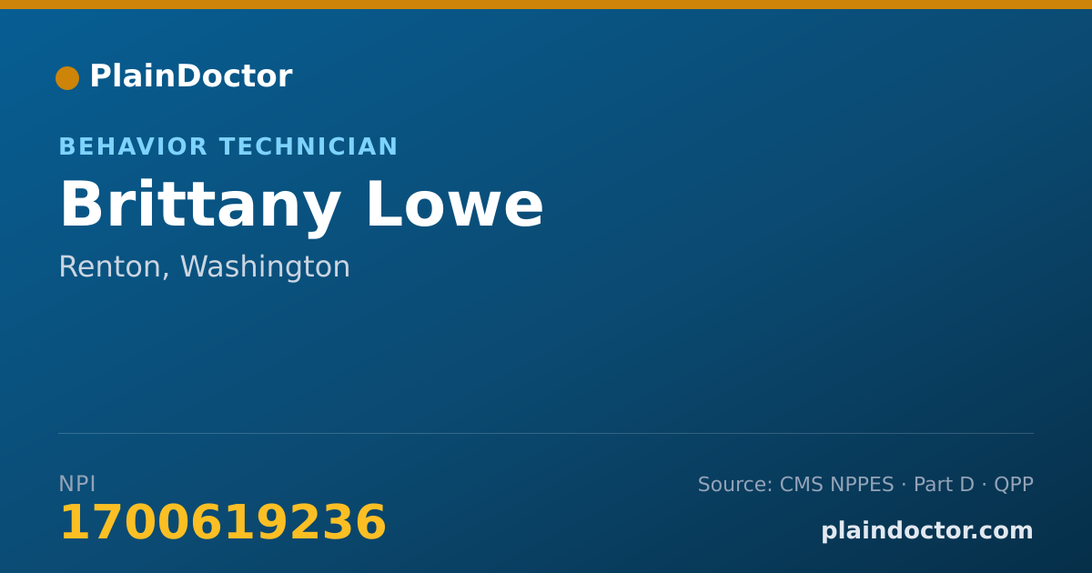 Shareable card for Brittany Lowe - Behavior Technician, Renton, WA