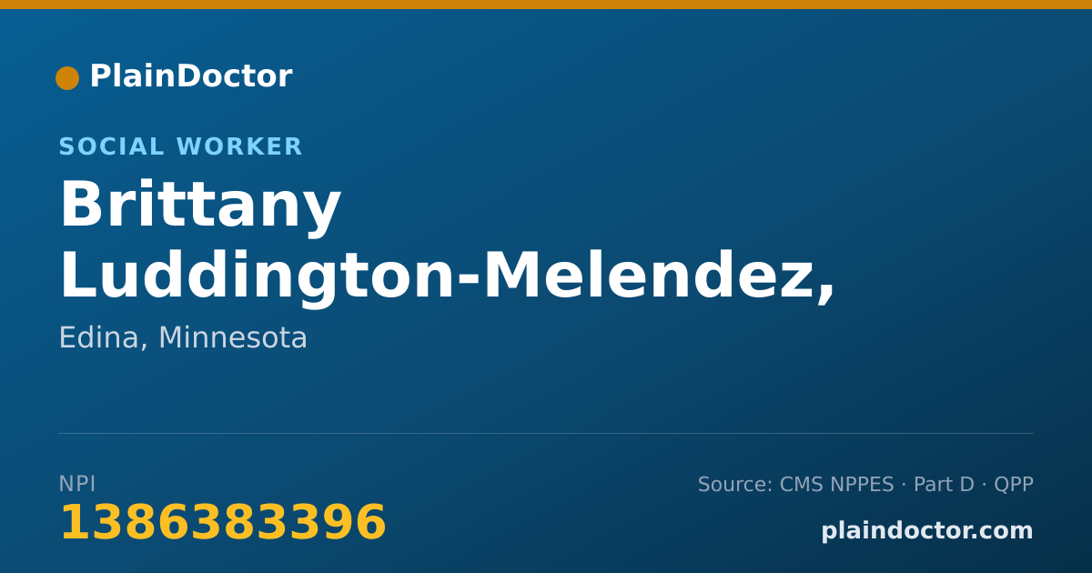 Shareable card for Brittany Luddington-Melendez, MSW, LGSW - Social Worker, Edina, MN