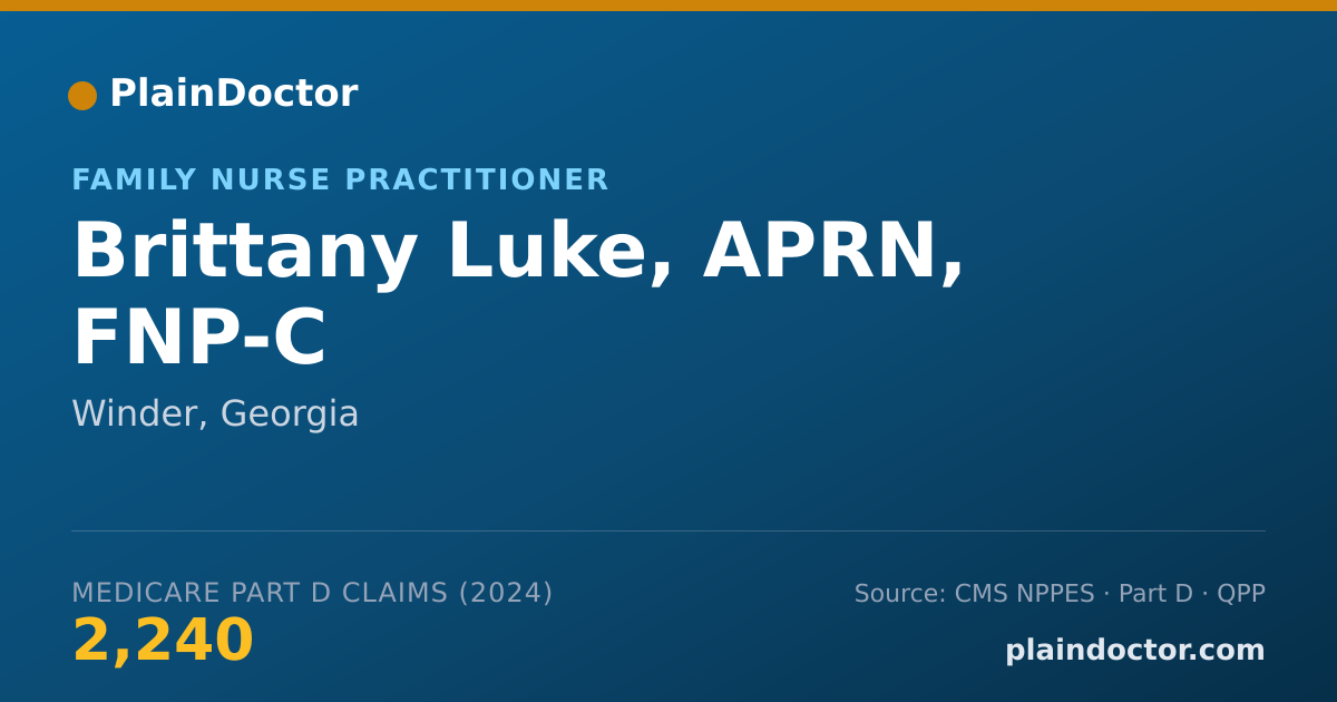 Shareable card for Brittany Luke, APRN, FNP-C - Family Nurse Practitioner, Winder, GA