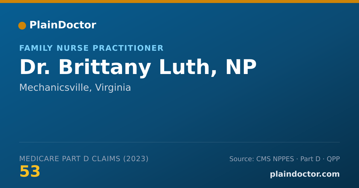 Shareable card for Brittany Luth, NP - Family Nurse Practitioner, Mechanicsville, VA