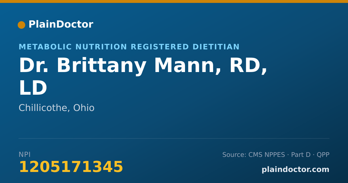 Shareable card for Brittany Mann, RD, LD - Metabolic Nutrition Registered Dietitian, Chillicothe, OH