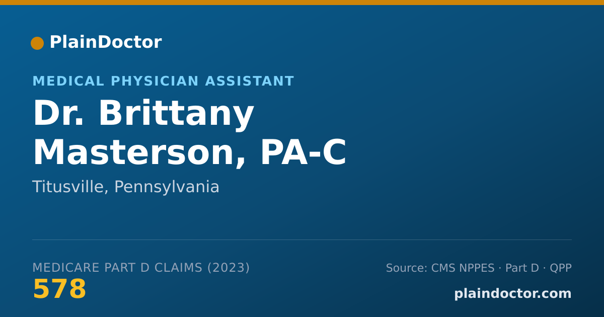 Shareable card for Brittany Masterson, PA-C - Medical Physician Assistant, Titusville, PA
