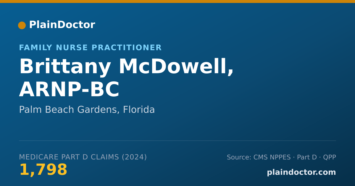 Shareable card for Brittany McDowell, ARNP-BC - Family Nurse Practitioner, Palm Beach Gardens, FL