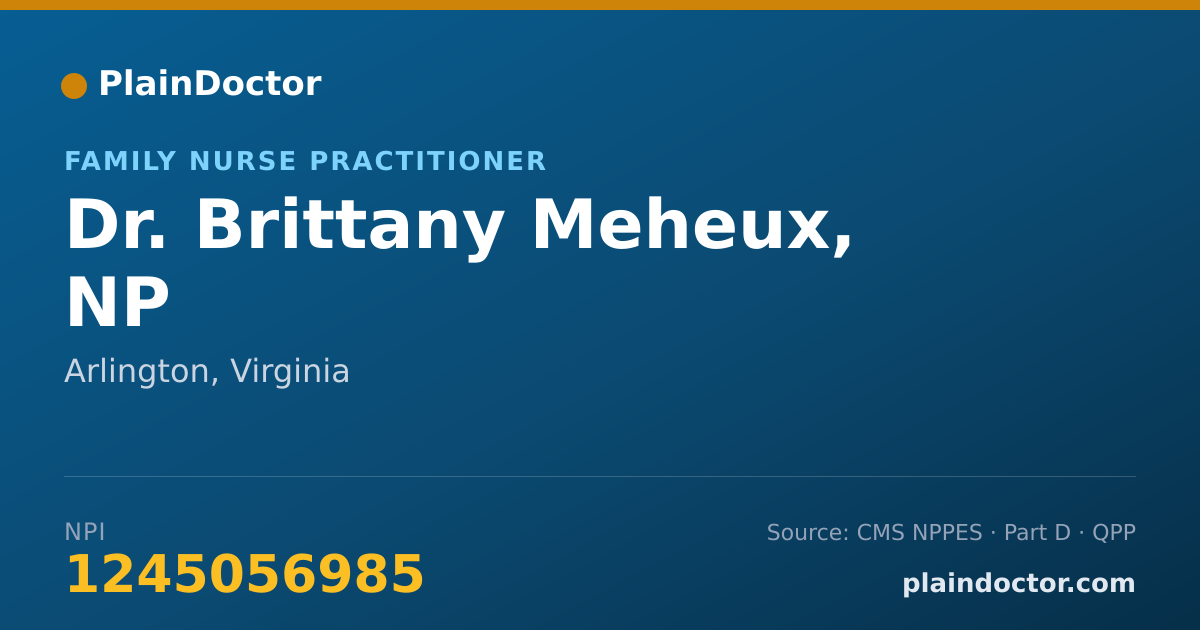 Shareable card for Brittany Meheux, NP - Family Nurse Practitioner, Arlington, VA