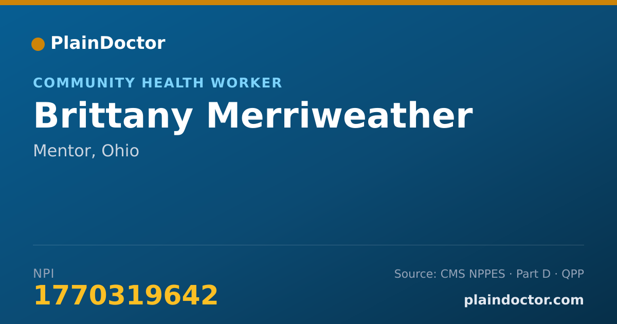 Shareable card for Brittany Merriweather - Community Health Worker, Mentor, OH