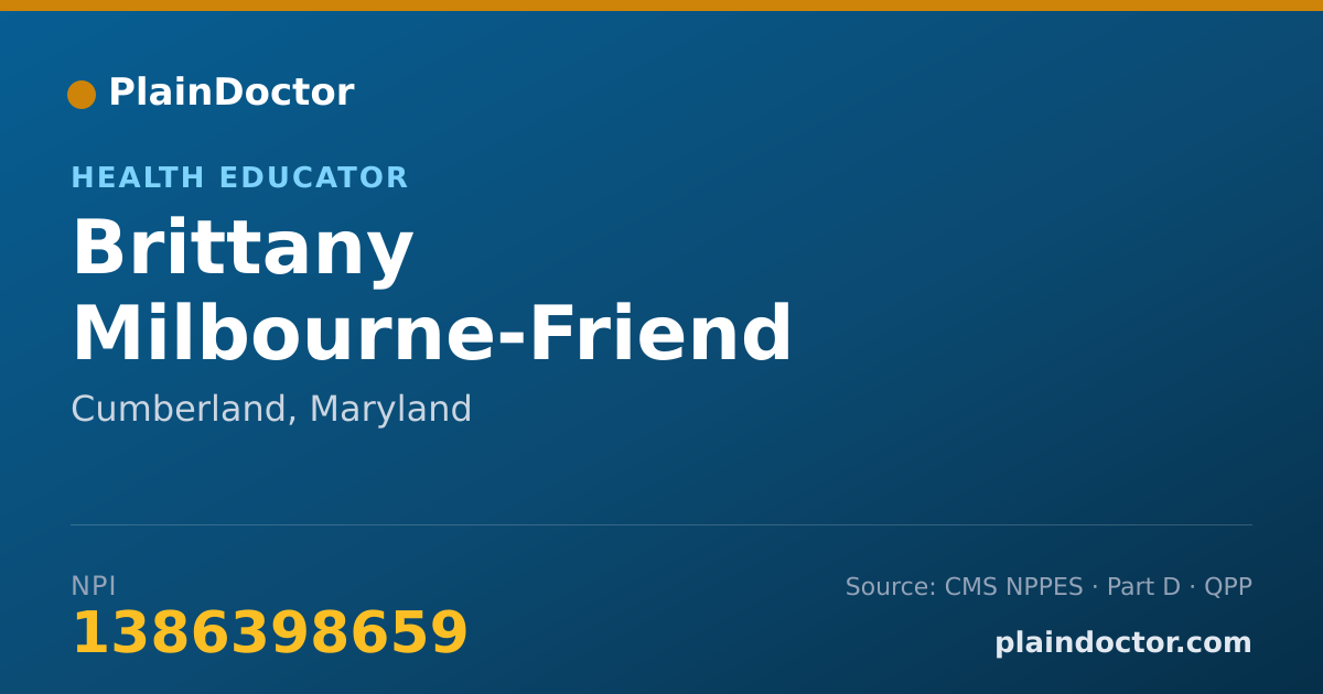 Shareable card for Brittany Milbourne-Friend - Health Educator, Cumberland, MD