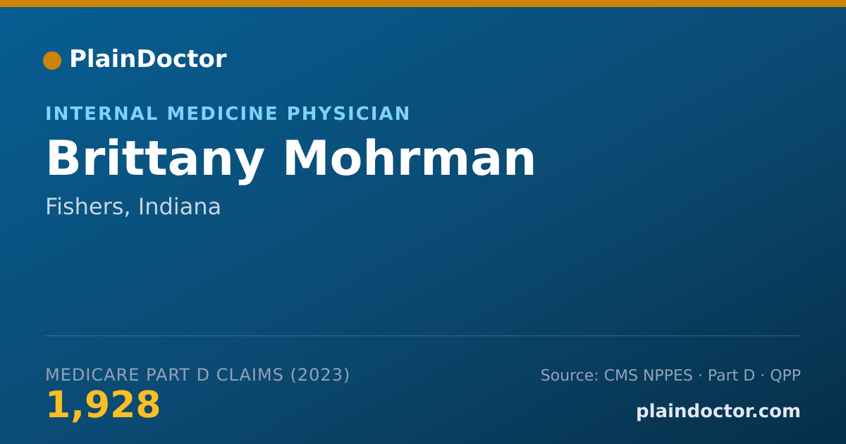 Shareable card for Brittany Mohrman - Internal Medicine Physician, Fishers, IN
