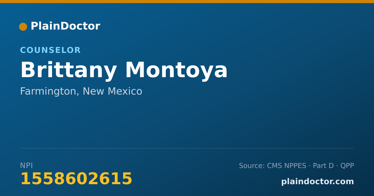 Shareable card for Brittany Montoya - Counselor, Farmington, NM