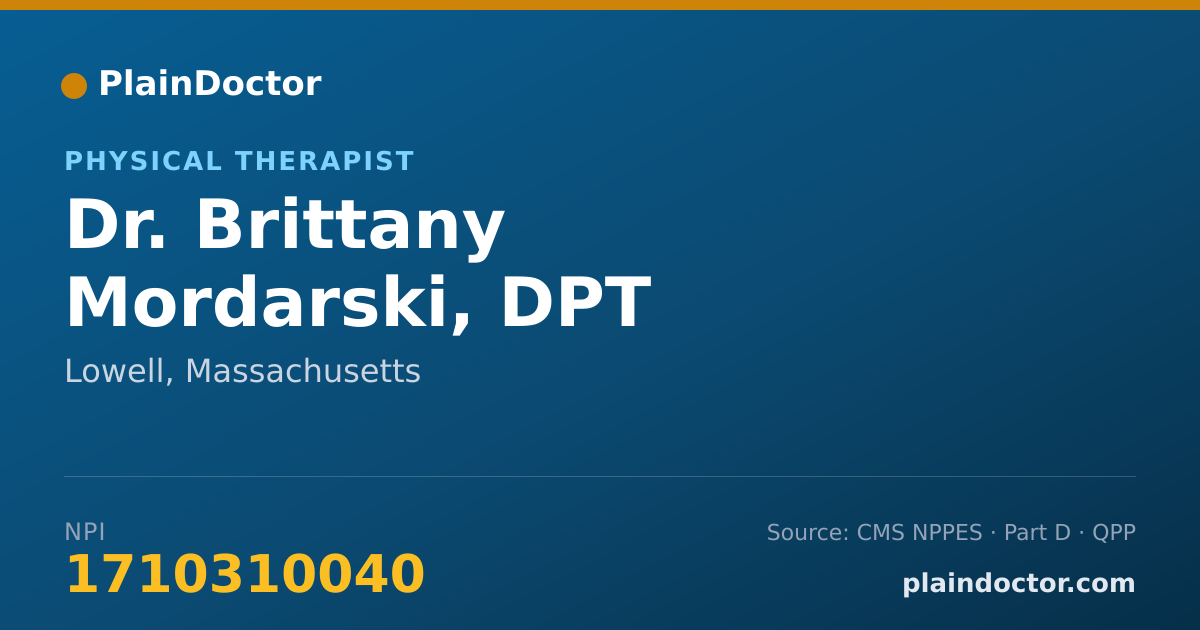 Shareable card for Brittany Mordarski, DPT - Physical Therapist, Lowell, MA