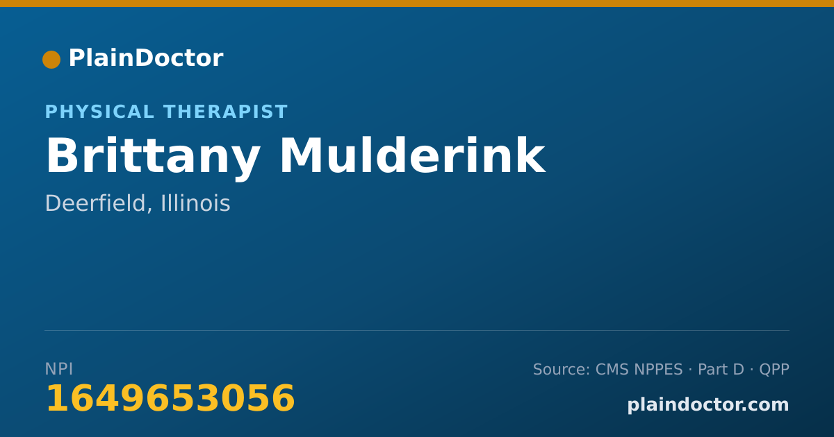 Shareable card for Brittany Mulderink - Physical Therapist, Deerfield, IL