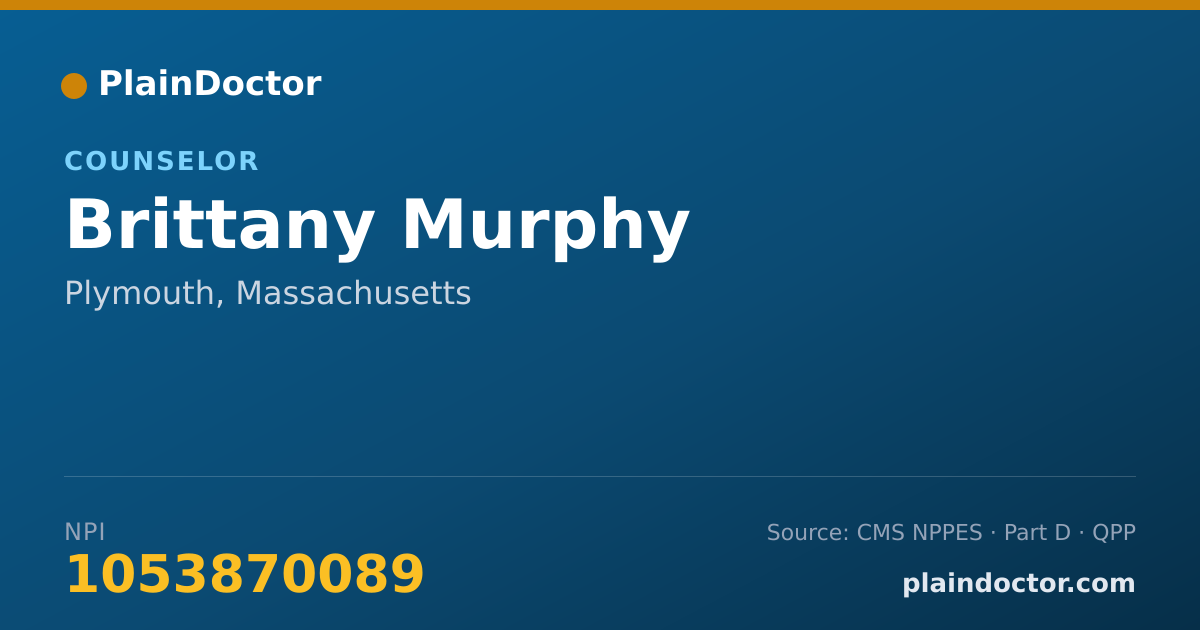 Shareable card for Brittany Murphy - Counselor, Plymouth, MA