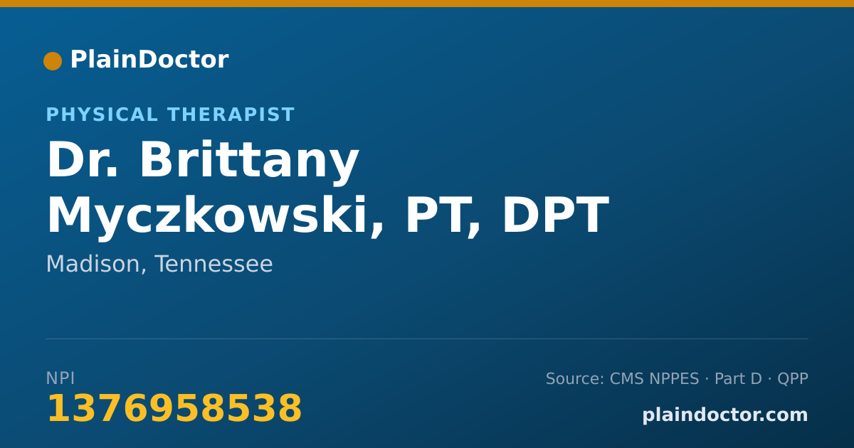 Shareable card for Brittany Myczkowski, PT, DPT - Physical Therapist, Madison, TN