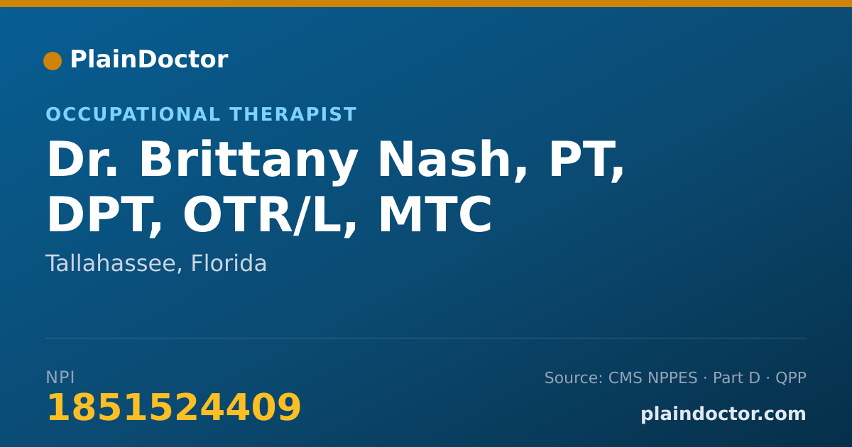 Shareable card for Brittany Nash, PT, DPT, OTR/L, MTC - Occupational Therapist, Tallahassee, FL
