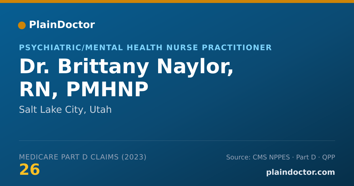 Shareable card for Brittany Naylor, RN, PMHNP - Psychiatric/Mental Health Nurse Practitioner, Salt Lake City, UT