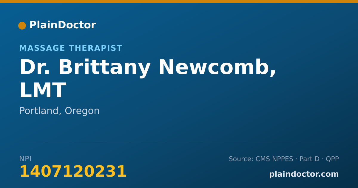 Shareable card for Brittany Newcomb, LMT - Massage Therapist, Portland, OR