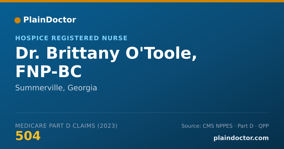 Shareable card for Brittany O'Toole, FNP-BC - Hospice Registered Nurse, Summerville, GA