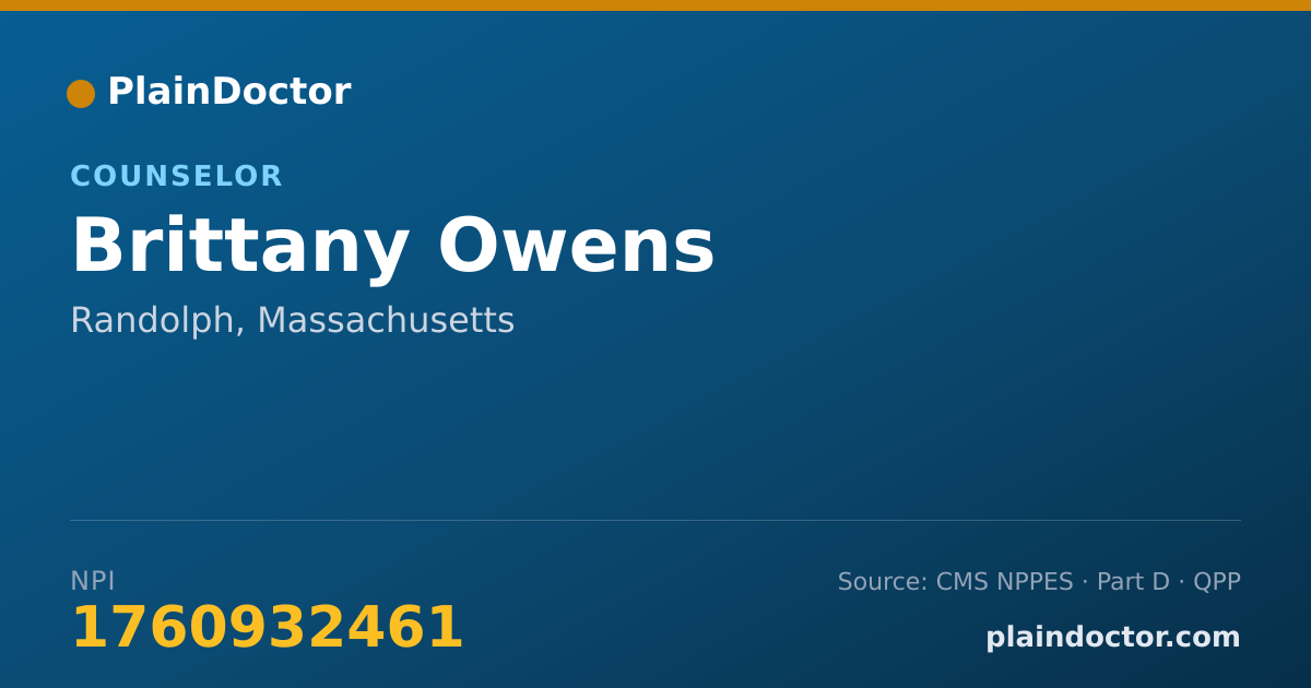 Shareable card for Brittany Owens - Counselor, Randolph, MA