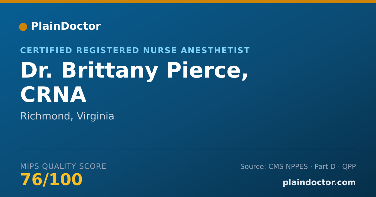 Shareable card for Brittany Pierce, CRNA - Certified Registered Nurse Anesthetist, Richmond, VA