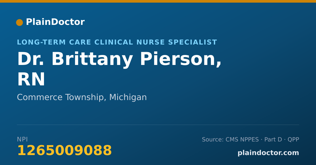 Shareable card for Brittany Pierson, RN - Long-Term Care Clinical Nurse Specialist, Commerce Township, MI