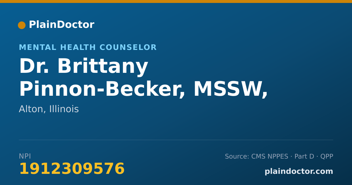 Shareable card for Brittany Pinnon-Becker, MSSW, LCPC - Mental Health Counselor, Alton, IL