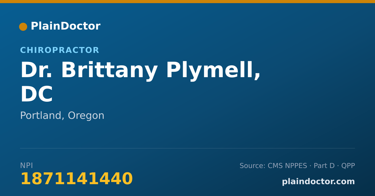 Shareable card for Brittany Plymell, DC - Chiropractor, Portland, OR