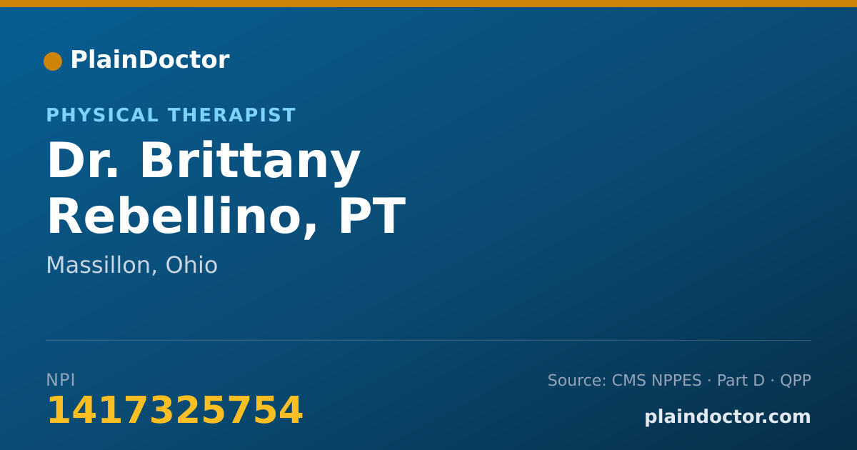 Shareable card for Brittany Rebellino, PT - Physical Therapist, Massillon, OH