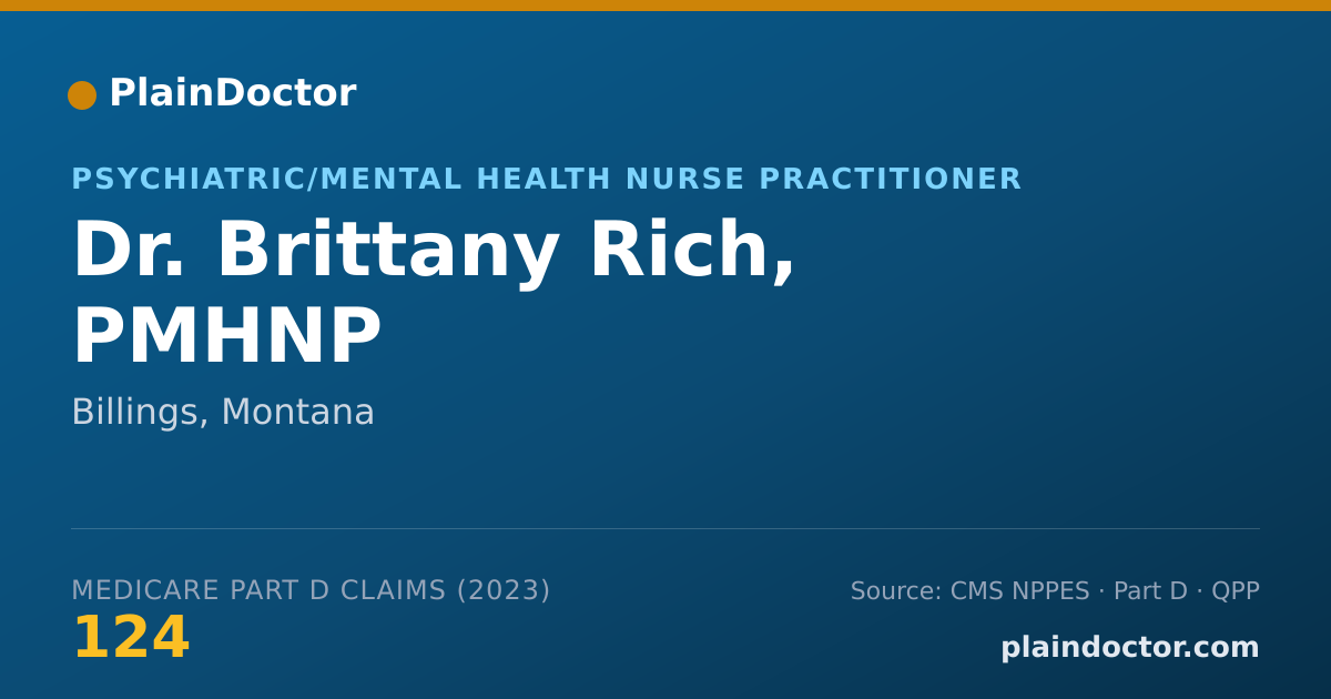 Shareable card for Brittany Rich, PMHNP - Psychiatric/Mental Health Nurse Practitioner, Billings, MT