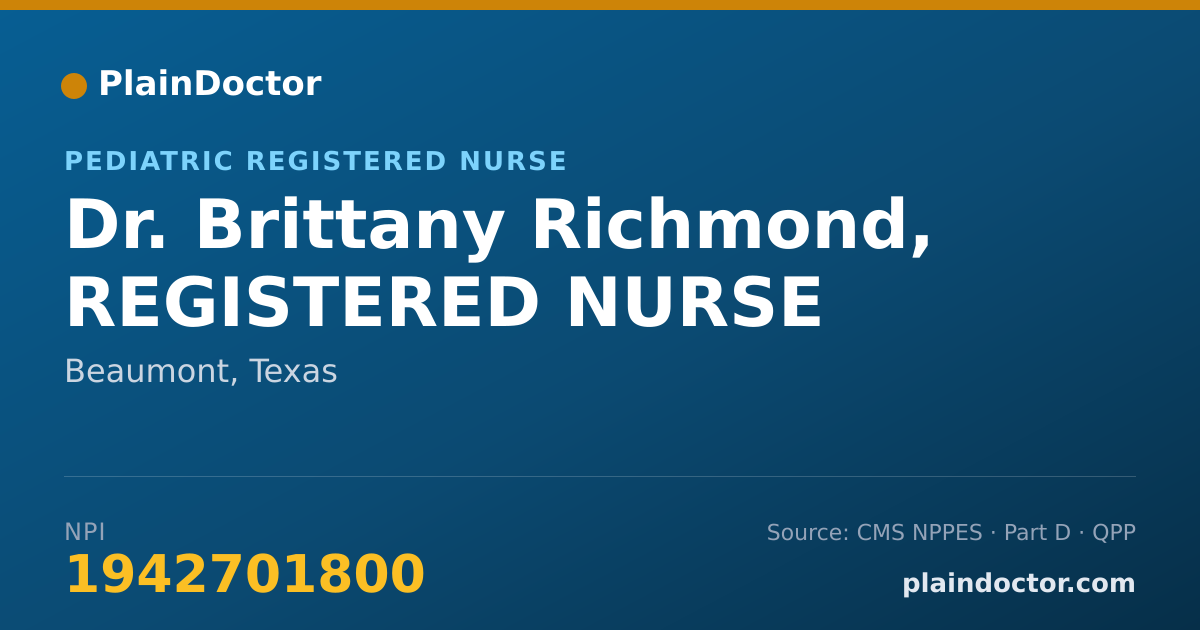 Shareable card for Brittany Richmond, REGISTERED NURSE - Pediatric Registered Nurse, Beaumont, TX