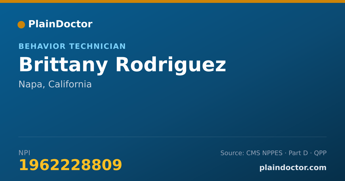 Shareable card for Brittany Rodriguez - Behavior Technician, Napa, CA