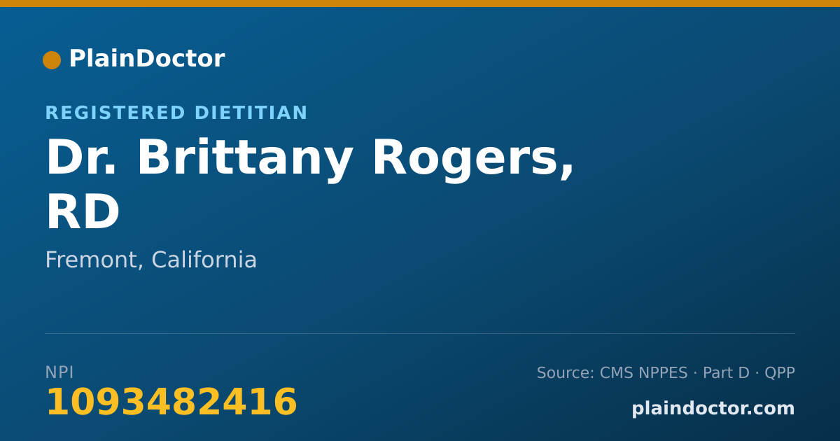Shareable card for Brittany Rogers, RD - Registered Dietitian, Fremont, CA