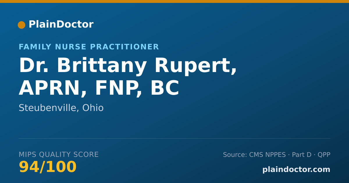 Shareable card for Brittany Rupert, APRN, FNP, BC - Family Nurse Practitioner, Steubenville, OH
